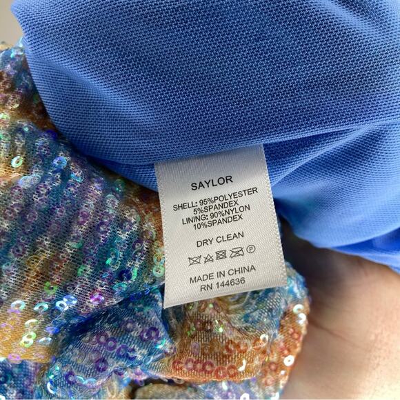 NWOT SAYLOR Lawren Sequin Multicolor Mini Dress Puff Sleeve XS - Picture 6 of 6